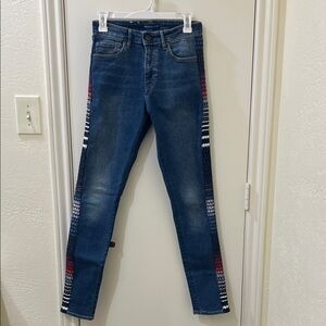Levi's Made and Crafted Blue Skinny Jeans with Patterned Sides